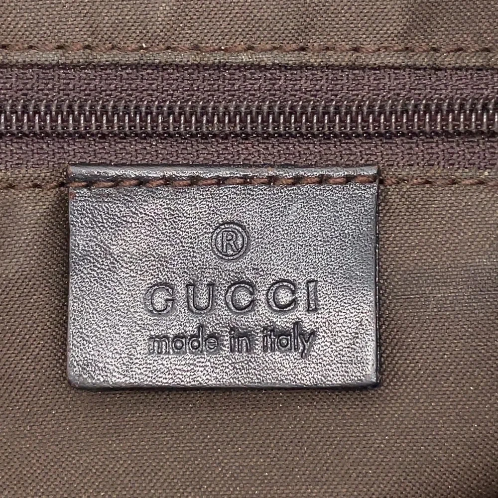 Authentic Gucci GG Bamboo Nylon Leather Brown Shoulder Bag